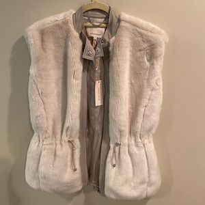 Rebecca Taylor Faux Fur Leather Trim Vest